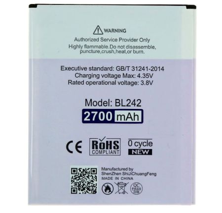 Аккумулятор для Lenovo A6000/A6010 (BL242) N-ONE повышенной емкости 2700mAh{number} | zapchasti-n1.ru
